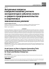 Научная статья на тему 'Актуальные вопросы совершенствования учетного инструментария субъектов малого и среднего предпринимательства в современных экономических реалиях'