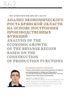 Научная статья на тему 'АНАЛИЗ ЭКОНОМИЧЕСКОГО РОСТА БРЯНСКОЙ ОБЛАСТИ НА ОСНОВЕ ПОСТРОЕНИЯ ПРОИЗВОДСТВЕННЫХ ФУНКЦИЙ'