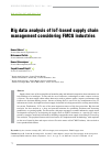 Научная статья на тему 'BIG DATA ANALYSIS OF IOT-BASED SUPPLY CHAIN MANAGEMENT CONSIDERING FMCG INDUSTRIES'