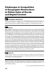 Научная статья на тему 'Challenges to competition of geographic restrictions to online sales of goods and digital content'