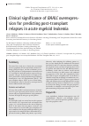 Научная статья на тему 'Clinical significance of BAALC overexpression for predicting post-transplant relapses in acute myeloid leukemia'