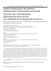 Научная статья на тему 'Диверсификация экспортно- импортных отношений регионов России как направление экономического роста (на примере Белгородской области) исследование поддержано грантом Президента РФ. Проект № мд-5717. 2016. 6'