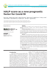 Научная статья на тему 'HALP score as a new prognostic factor for Covid-19'