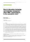 Научная статья на тему 'How do information technology and knowledge management affect SMEs’ responsiveness to the coronavirus crisis?'