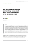 Научная статья на тему 'HOW DO INFORMATION TECHNOLOGY AND KNOWLEDGE MANAGEMENT AFFECT SMES’ RESPONSIVENESS TO THE CORONAVIRUS CRISIS?'