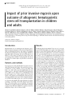 Научная статья на тему 'Impact of prior invasive mycosis upon outcome of allogeneic hematopoietic stem cell transplantation in children and adults'