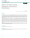 Научная статья на тему 'Open innovation theory: definition, instruments, frameworks'