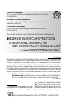 Научная статья на тему 'Развитие бизнес-инкубаторов и трансфер технологий как элементы инновационной стратегии университета'