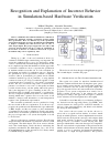 Научная статья на тему 'Recognition and Explanation of Incorrect Behavior in Simulation-based Hardware Verification'