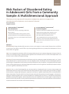 Научная статья на тему 'RISK FACTORS OF DISORDERED EATING IN ADOLESCENT GIRLS FROM A COMMUNITY SAMPLE: A MULTIDIMENSIONAL APPROACH'