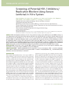 Научная статья на тему 'Screening of potential HIV-1 inhibitors/ replication blockers using secure lentiviral in vitro system'