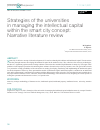 Научная статья на тему 'STRATEGIES OF THE UNIVERSITIES IN MANAGING THE INTELLECTUAL CAPITAL WITHIN THE SMART CITY CONCEPT: NARRATIVE LITERATURE REVIEW'