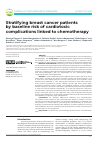 Научная статья на тему 'Stratifying breast cancer patients by baseline risk of cardiotoxic complications linked to chemotherapy'