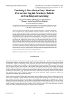 Научная статья на тему 'TEACHING IS NOT ALWAYS EASY: MEXICAN PRE-SERVICE ENGLISH TEACHERS’ BELIEFS ON TEACHING AND LEARNING'