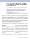 Научная статья на тему 'Tear fluid catecholamines as biomarkers of the Parkinson’s disease: a clinical and experimental study'