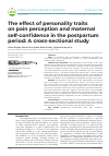 Научная статья на тему 'The effect of personality traits on pain perception and maternal self-confidence in the postpartum period: A cross-sectional study'