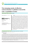 Научная статья на тему 'The emerging needs of effective communication in palliative end-of-life care: a qualitative review'