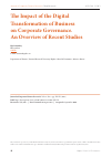 Научная статья на тему 'The Impact of the Digital Transformation of Business on Corporate Governance. An Overview of Recent Studies'