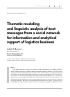 Научная статья на тему 'Thematic modeling and linguistic analysis of text messages from a social network for information and analytical support of logistics business'